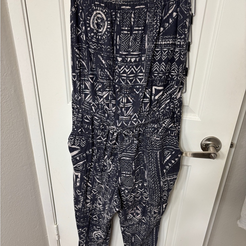 Madewell Blue and White Artistic Jumpsuit